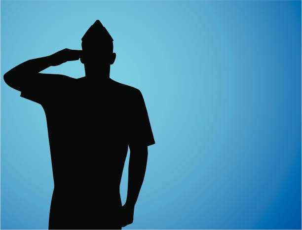 Patriotic Salute Vector silhouette of a US Airman saluting. Copy space for your patriotic air force salute stock illustrations