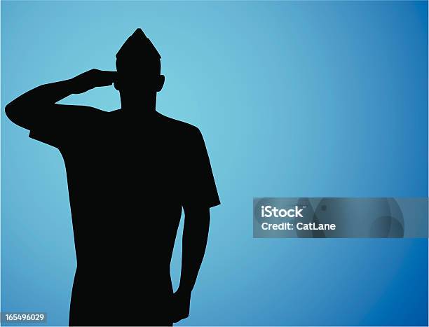 Patriotic Salute Stock Illustration - Download Image Now - Saluting, Armed Forces, In Silhouette