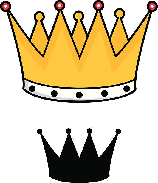 Cute Cartoon Style Kings Crown Silhouette also Included vector art illustration