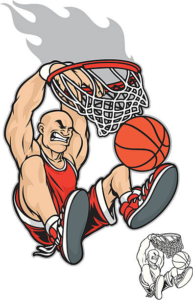 ilustraciones, imágenes clip art, dibujos animados e iconos de stock de golpe de dunker - basketball basketball player shoe sports clothing