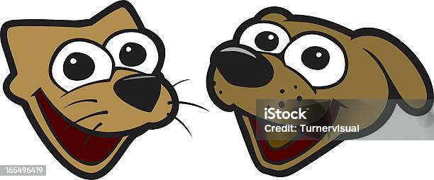 Happy Cats Dogs Stock Illustration - Download Image Now - Animal, Animal Body Part, Animal Head