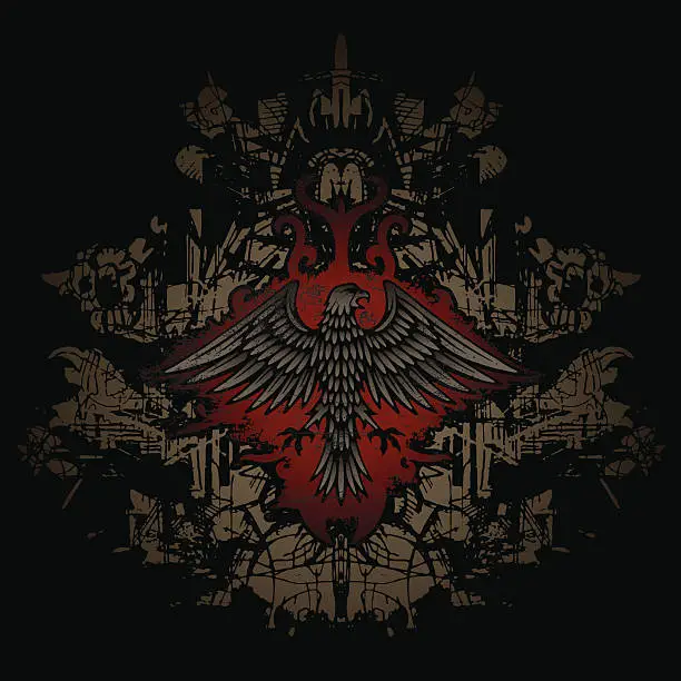 Vector illustration of Heraldic Eagle Emblem