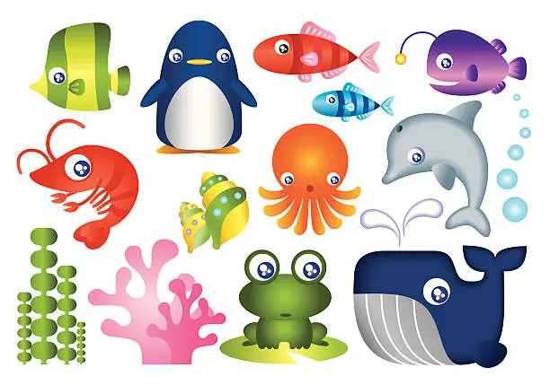 Vector illustration of Sea Creature Collection