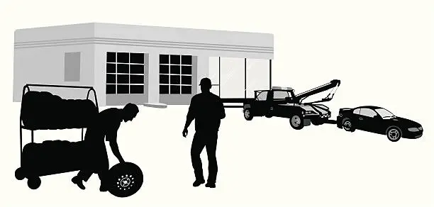 Vector illustration of Car Mechanics Vector Silhouette