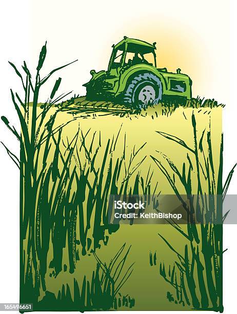 Ilustración de Tractor En Granja Cosecha y más Vectores Libres de Derechos de Agricultura - Agricultura, Cosechar, Cultivo