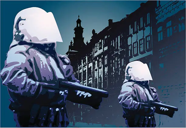 Vector illustration of riot police