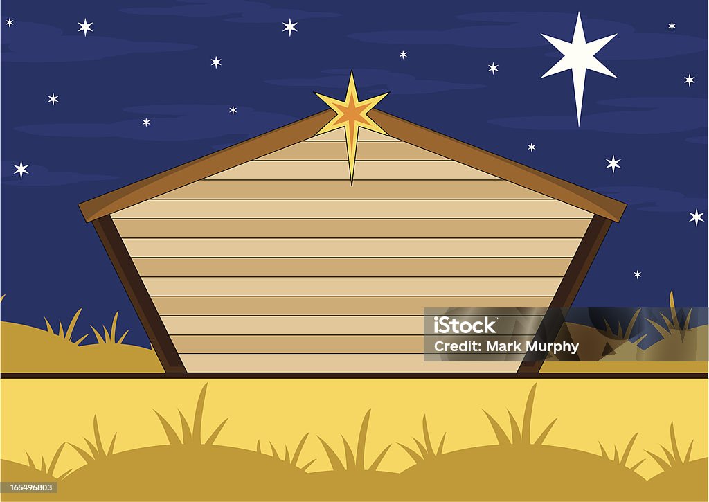 Nativity Scene Christmas Barn - Векторная графика Векторная графика роялти-фри