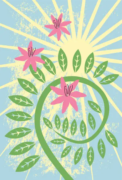 Vector illustration of starburst floral vine