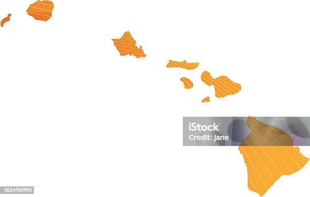 Hawaii - Immagini vettoriali stock e altre immagini di Arancione - Arancione, Carta geografica, Contorno - Forma