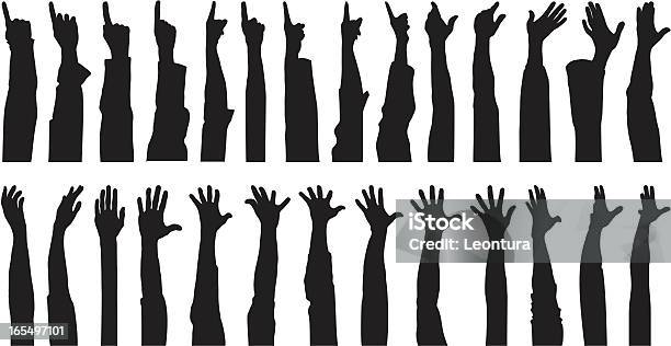 Many Hands Stock Illustration - Download Image Now - In Silhouette, Shadow, Focus on Shadow