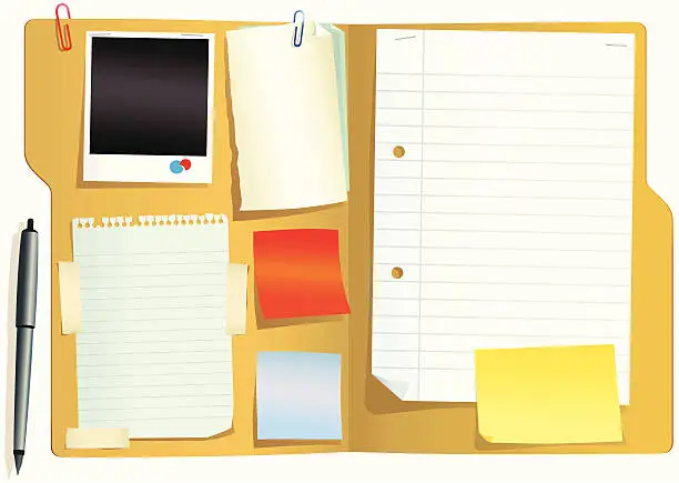 Vector illustration of Folder document with papers