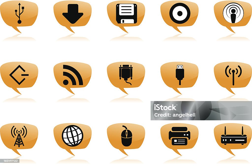 Balão ícones-laranja - Vetor de Cabo USB royalty-free