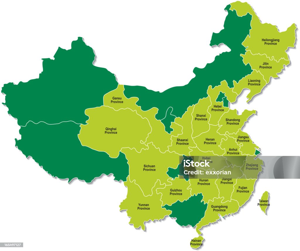 Mappa di Cina-evidenziare 23 Provincia - arte vettoriale royalty-free di Vettoriale