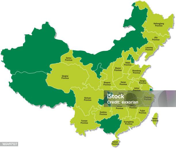 Mappa Di Cinaevidenziare 23 Provincia - Immagini vettoriali stock e altre immagini di Vettoriale - Vettoriale, Yunnan, Zhejiang