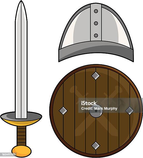 Medieval Style Helmet Sword Shield Stock Illustration - Download Image Now - Helmet, Shield, Work Helmet