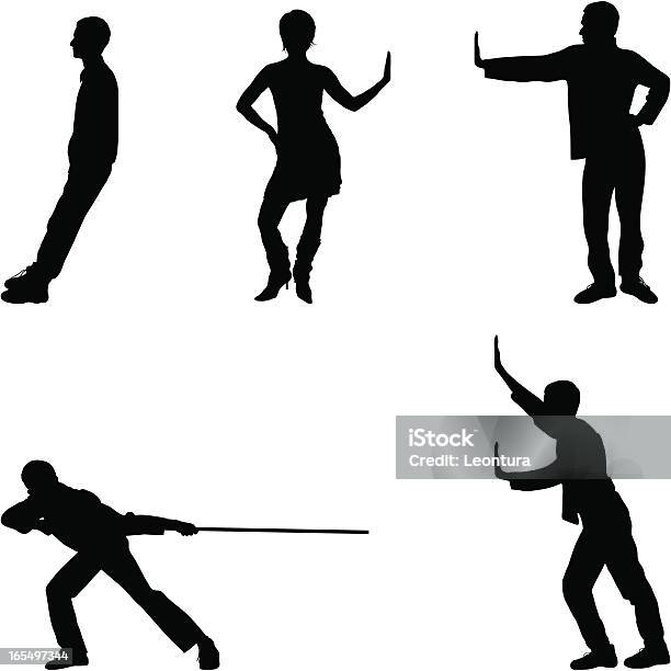 Five Useful Poses Stock Illustration - Download Image Now - Pushing, Pulling, Men