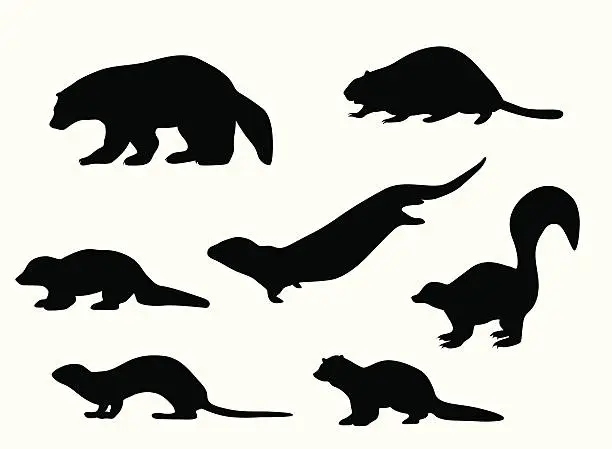 Vector illustration of Small Animals Vector Silhouette