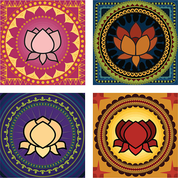 Lotus Mandala Tiles (Vector) vector art illustration