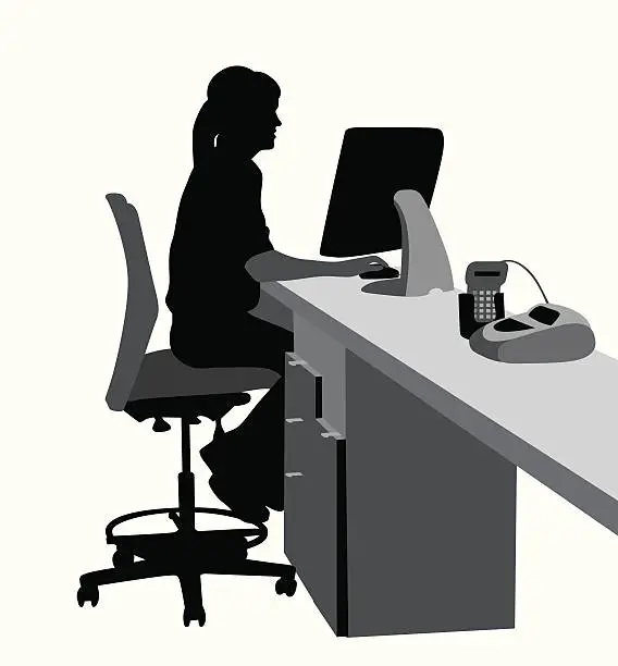 Vector illustration of Cashier Vector Silhouette