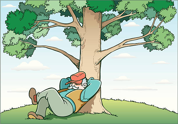 Man And Tree Stock Illustration - Download Image Now - Sleeping, Tree,  Cloud - Sky - iStock