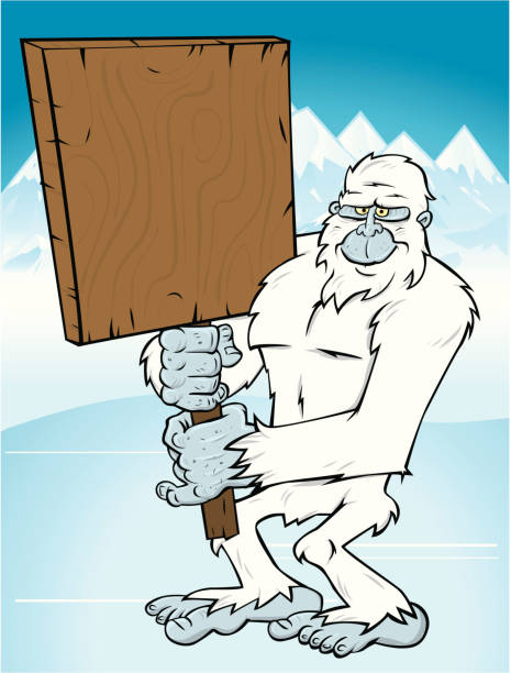 yeti yeti holding a blank sign yeti cartoons stock illustrations
