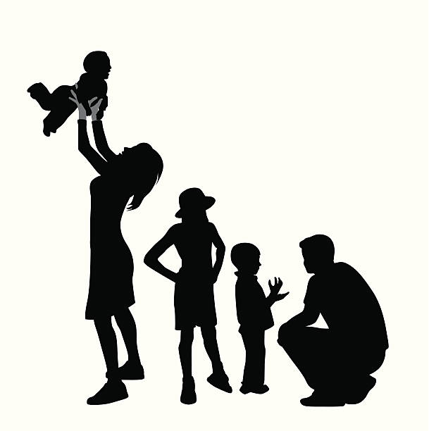 familytime - child silhouette mother parent stock-grafiken, -clipart, -cartoons und -symbole
