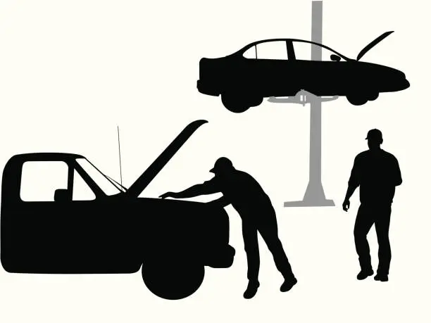 Vector illustration of Mechanic Vector Silhouette