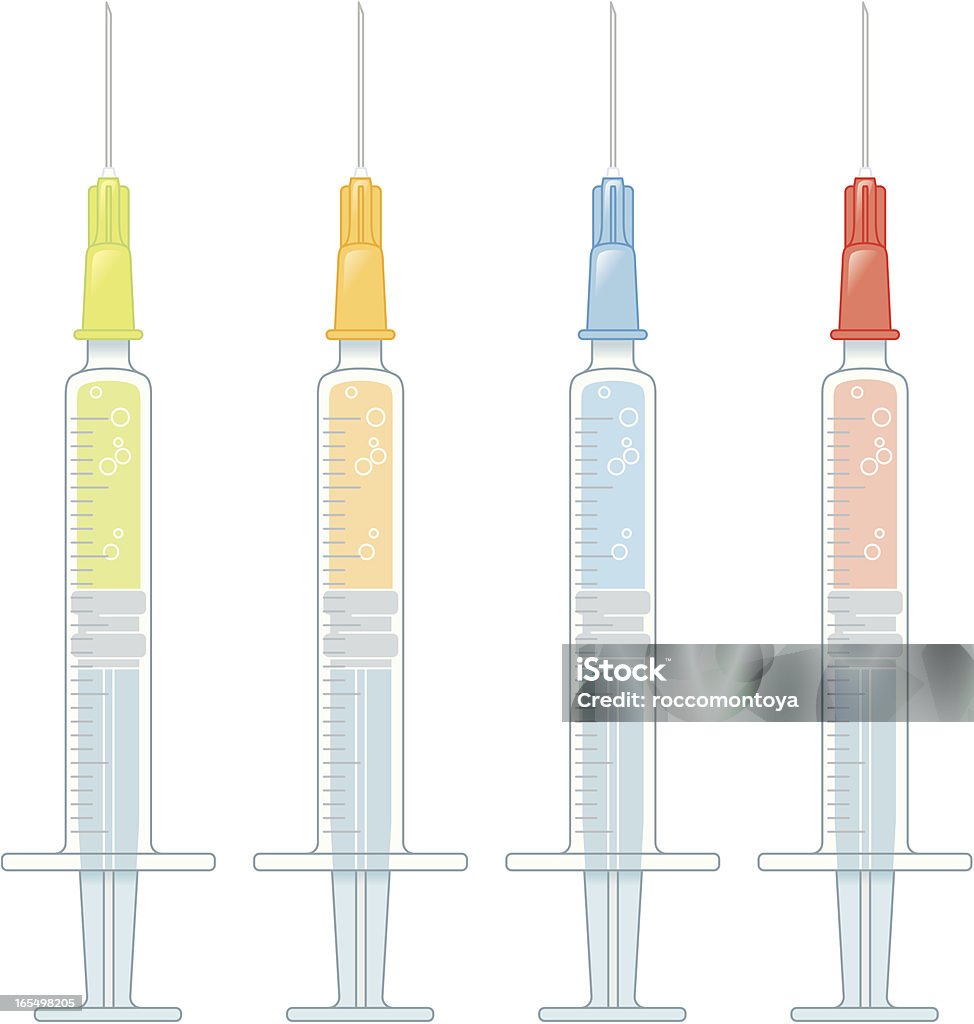Jeringas de colores - arte vectorial de Inyección de toxina botulínica libre de derechos