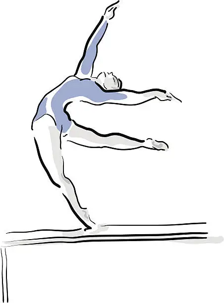 Vector illustration of Female Gymnast Performing on the Bar