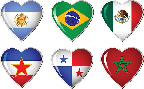 Vector illustration of Heart flag collection