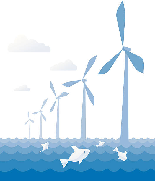 ilustraciones, imágenes clip art, dibujos animados e iconos de stock de eólica. - wind turbine motion alternative energy wind power