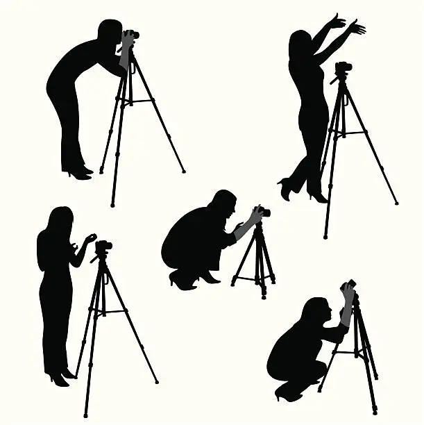 Vector illustration of Woman Photographer Vector Silhouette