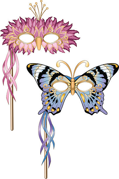 Butterfly/ptak Mardi Gras maski strony balowa – artystyczna grafika wektorowa