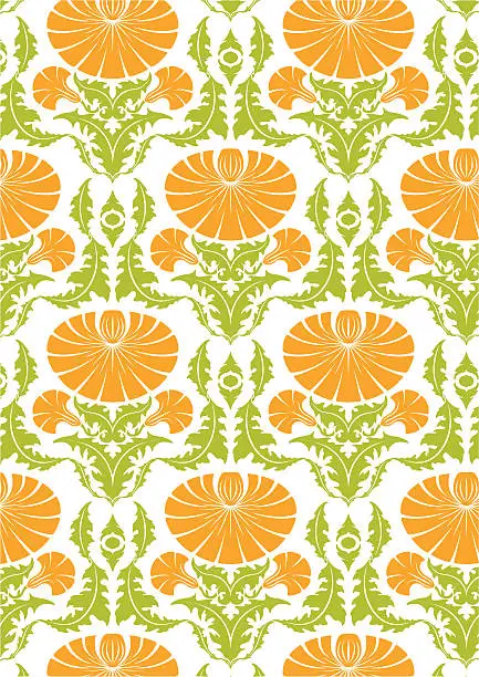 Vector illustration of Retro rococo seamless daisy pattern