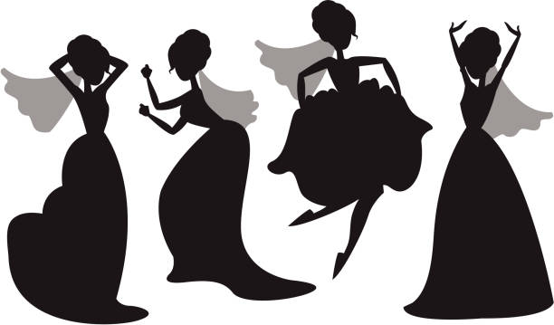 ilustrações de stock, clip art, desenhos animados e ícones de dança, noiva - wedding bride wedding reception silhouette