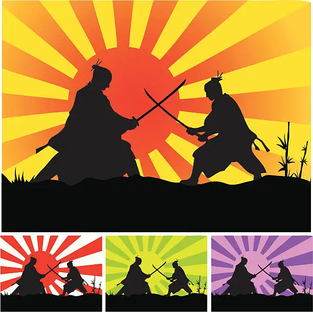 Vector illustration of Samurai sunrise