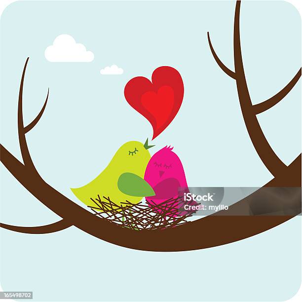 Love In The Nest Stock Illustration - Download Image Now - Animal, Embracing, Affectionate