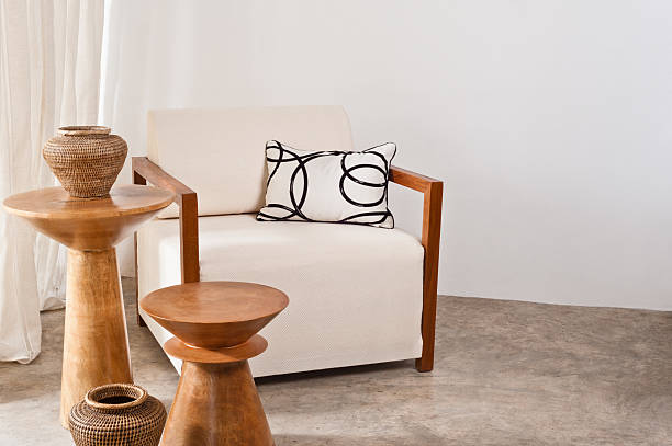 istock Bright white armchair in a living room 165498842
