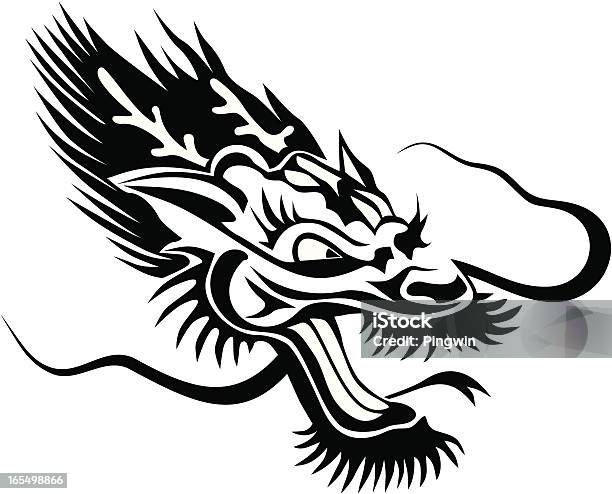 Black Dragon Head Stock Illustration - Download Image Now - Dragon, Animal, Animal Body Part