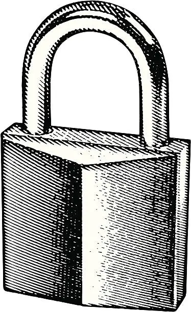 Vector illustration of Retro Engraving of Padlock