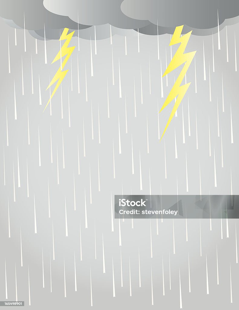 Graphic illustration of rain, clouds and lightning bolts EPS, Layered PSD, High-Resolution JPG included. Each item is on a separate, clearly-labeled layer. Monsoon stock vector