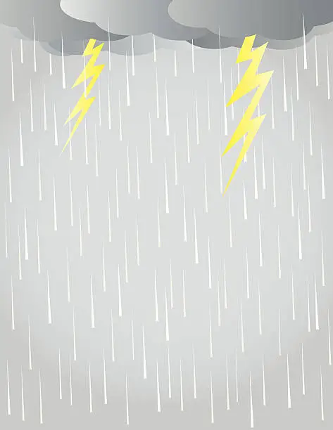 Vector illustration of Graphic illustration of rain, clouds and lightning bolts