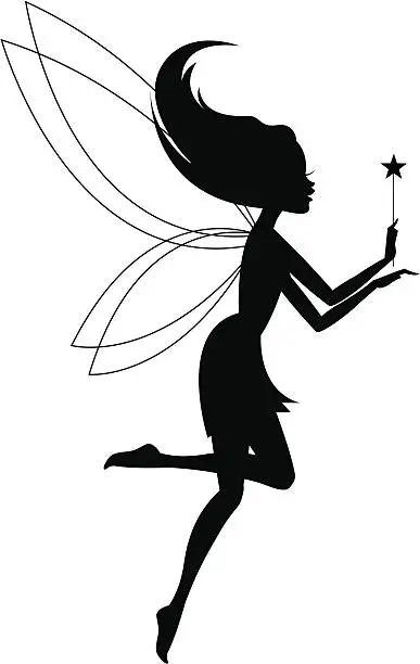 Vector illustration of Granting Wishes Fairy Silhouette