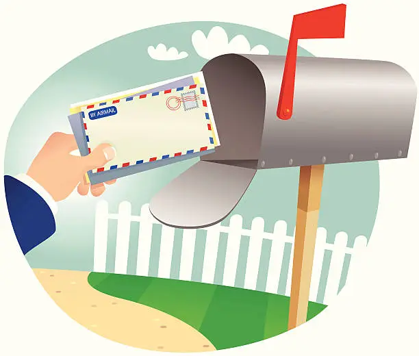 Vector illustration of Postal service and mailbox