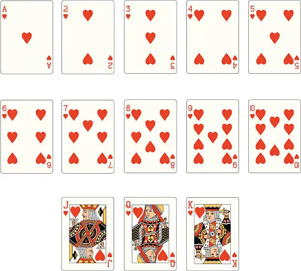 Vector illustration of Heart Suit Two Playing Cards