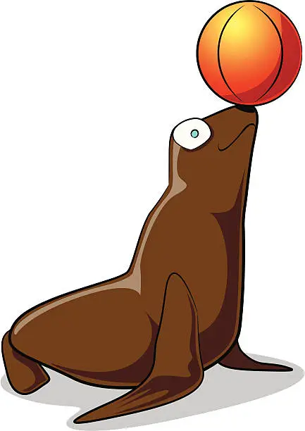 Vector illustration of Seal Cartoon