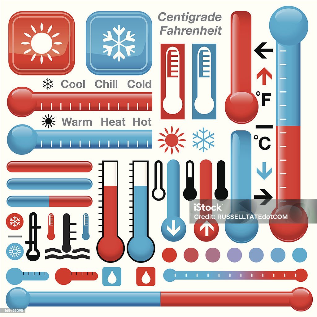 赤色&青=ホット＆コールド - 温度計のロイヤリティフリーベクトルアート