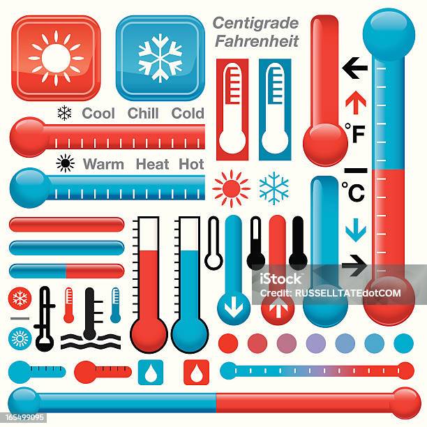 Red Amp Blue Hot And Cold Stock Illustration - Download Image Now - Thermometer, Gauge, Cold Temperature