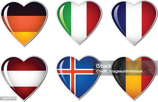 Bandeira De Coração Colecção - Arte vetorial de stock e mais imagens de Símbolo do Coração - Símbolo do Coração, Futebol, Bandeira