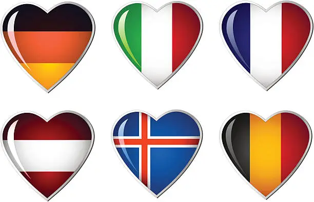 Vector illustration of Heart Flag collection